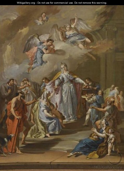 Saint Elizabeth Of Portugal Distributing Alms - (after) Francesco Pittoni