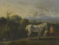 A Landscape With A White Horse And Travellers, A River Beyond, Possibly Tobias And The Angel - Bartholomeus Engels