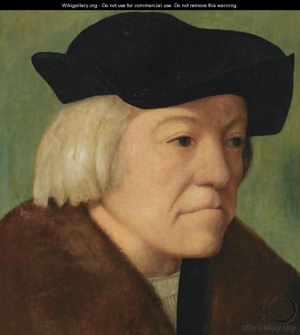 Portrait Of A Man, Head And Shoulders, Wearing A Black Coat With A Fur Collar And A Black Hat - (after) Durer or Duerer, Albrecht