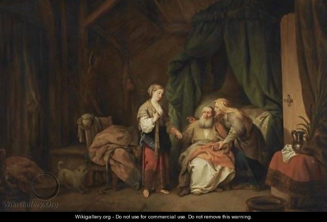 Sarah Offering Hagar To Abraham - Christian Wilhelm Ernst Dietrich