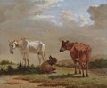 A White Horse, A Cow And A Donkey In A Landscape - Karel Dujardin