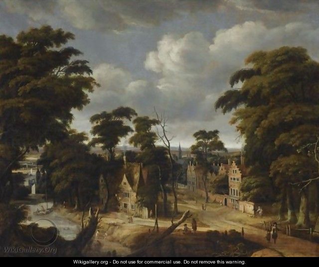 A View Of A Village In A Forest Landscape, With An Inn On The Banks Of A River - Jan Looten