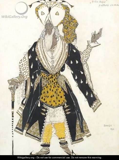 Costume Design For The Priest Soma From Le Dieu Bleu - Leon (Samoilovitch) Bakst