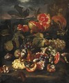 Natura Morta Di Frutta Con Melagrane, Uva, Funghi E Fichi - Giovanni Paolo Castelli (lo Spadino)