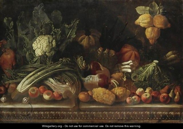 Natura Morta Con Cedri, Frutta, Rape E Zucche - Pietro Paolo Bonzi