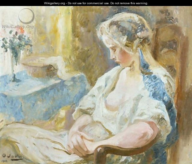 Jeune Fille Assise Young Lady Sitting - Otto Vautier