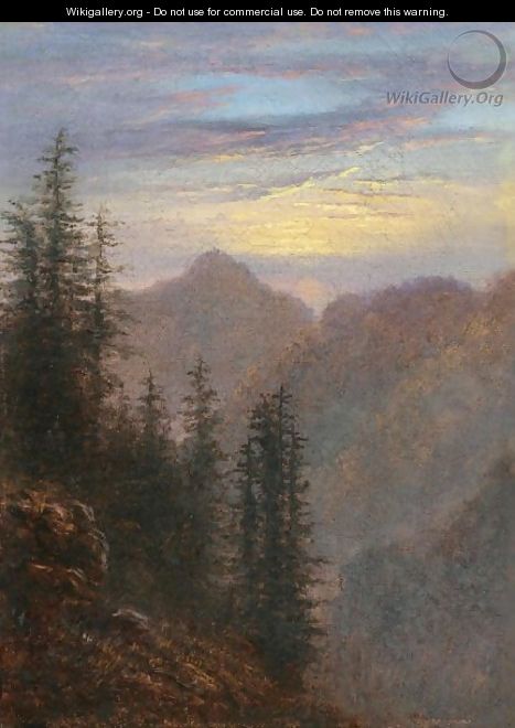 Mountain Landscape At Dusk - Carl Gustav Carus