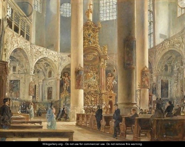Interior Of The Franciscan Church, Salzburg - Rudolf Ritter von Alt