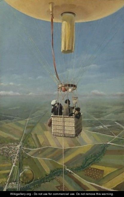 Figures In A Hot Air Balloon - French School