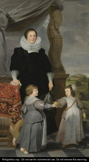 Portrait Of Mechteld Lintermans (D. 1641) And Her Two Children, Probably Jan Baptist Bierens (1620-1690) And Maria Magdalena (1622-1688) - (after) Gaspar De Crayer
