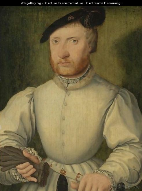 Portrait Of A Man, Half-Length, Holding A Glove - French School