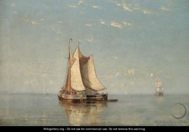 Fishing Boats In A Calm - Joannes Frederick Schutz