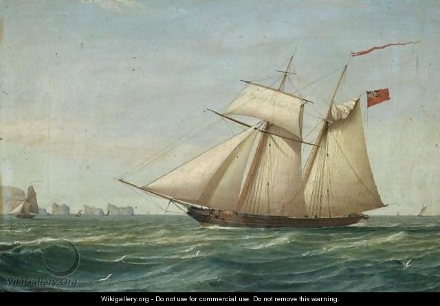 A British Topsail Schooner Inward Bound Off The Needles, Isle Of Wight, With A Cutter And Other Shipping In The Distance - William Clark