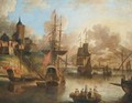 English And Dutch Shipping At Anchor Before An English Fort - Petrus van der Velden