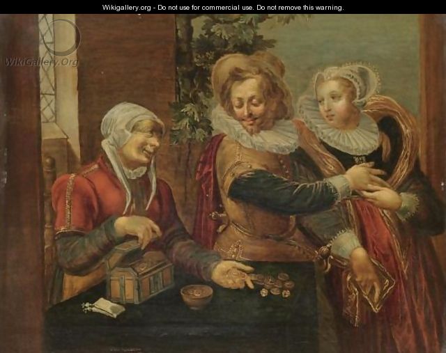 A Brothel Scene With A Young Couple And A Procuress - (after) Willem Buytewech