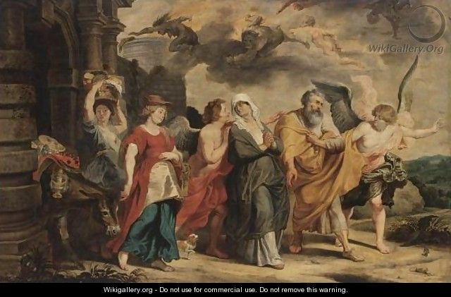 The Flight Of Lot And His Family From Sodom - (after) Willem Van, The Elder Herp
