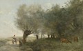 Les Saules A La Pointe De L'Ile - Jean-Baptiste-Camille Corot