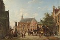 The Town Hall And Market Place, Haarlem - Pieter Christiaan Cornelis Dommersen