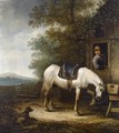 A Horse Near A Barn, With A Horseman Standing In The Doorway, A Dog In The Foreground - Haarlem School