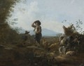 An Italianate Landscape With Shepherds Resting With Their Flock - Adam Pynacker