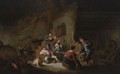 A Barn Interior With Peasants Making Music, Drinking And Dancing - Anthonie Victorijns