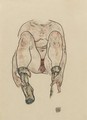 Seated Female Nude With Green Boots - Egon Schiele