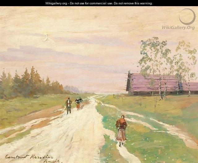 Peasants On A Country Road - Konstantin Alexeievitch Korovin