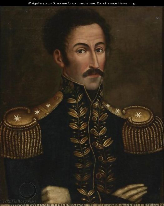 Retrato Del Libertador Simon Bolivar - Colombian School