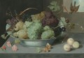 Still Life With Bunches Of Grapes In A Porcelain Bowl - Peter Paul Binoit