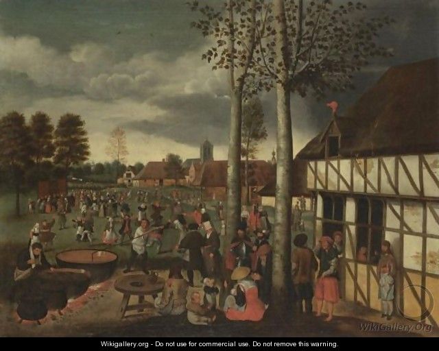 Peasants Merrymaking At A Village Kermesse - Hans van Wechlen