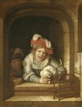 Two Children Playing With A Cat Holding A Bird In Its Jaws - Adriaen Van Der Werff