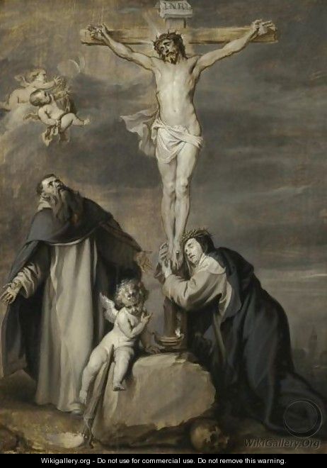 The Crucified Christ Adored By Saints Dominic And Catherine Of Siena - Sir Anthony Van Dyck