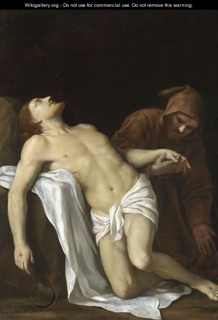 Saint Francis Of Assisi With The Dead Christ - Roman School