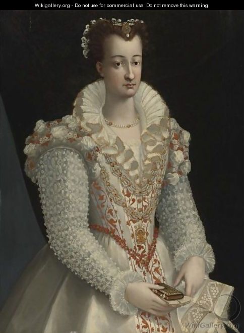 Portrait Of A Lady In An Elaborate White Dress - (after) Lavinia Fontana