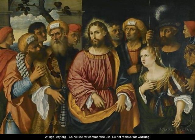 Christ And The Woman Taken In Adultery - (after) Rocco Marconi