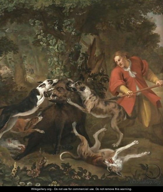 A Huntsmen And Dogs Attacking A Wild Boar - (after) Frans Snijders