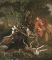 A Huntsmen And Dogs Attacking A Wild Boar - (after) Frans Snijders