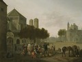 Cologne A Capriccio View Of The Churches Of Sankt Gereon And Sankt Aposteln, With A Market Scene In The Foreground - Gerrit Adriaensz Berckheyde