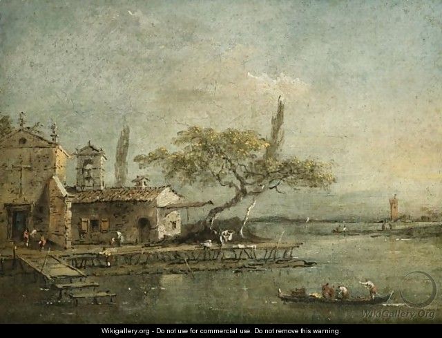 A View Of The Island Of Anconetta With The Torre Di Marghera Beyond - Francesco Guardi