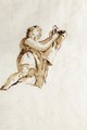 Study Of A Youth Holding Up A Cloak To The Right, Seen From Below - Giovanni Battista Tiepolo