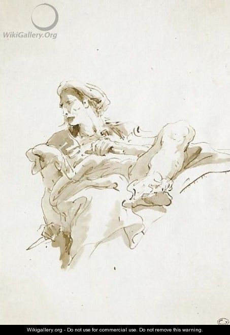 A Seated Oriental Figure, Seen From Below - Giovanni Battista Tiepolo
