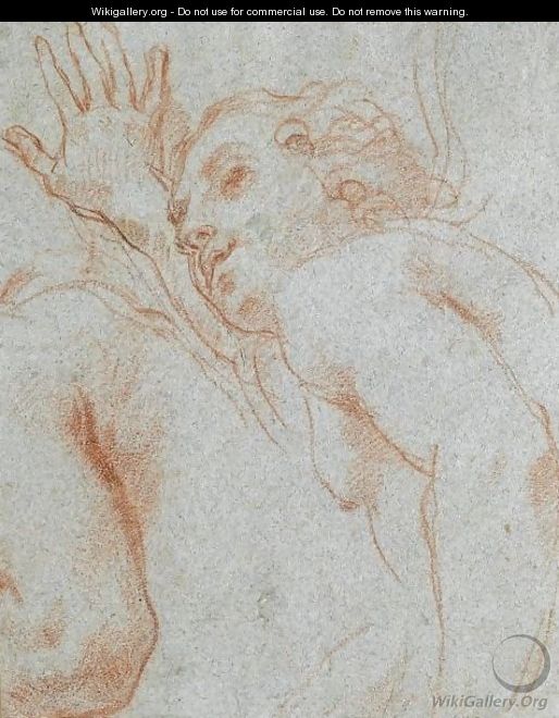 Half-Length Study Of A Running Figure, With A Secondary Study Of An Arm And Shoulder - (after) Carlo Maratta Or Maratti