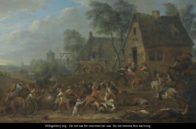 Soldiers Looting A Village - Karel Van Breydel (Le Chevalier)