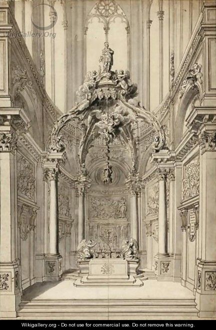 Study Of The Chapel Of St. Vitale In The Church Of St. Gervais, Paris - (after) Gilles-Marie Oppenort
