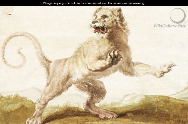 A Startled Lion - (after) Carl Borromaus Andreas Ruthart