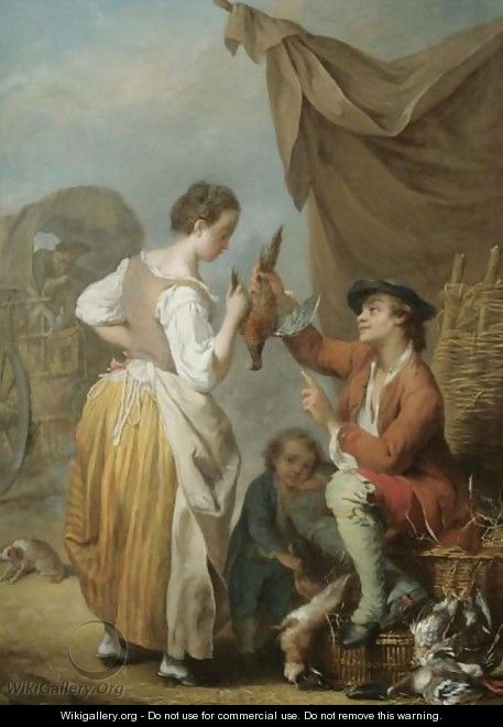 A Woman And A Man Bargaining Over A Pheasant - Jean Baptiste (or Joseph) Charpentier
