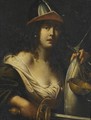 An Allegorical Female Figure Dressed As A Solider - (after) Cesare Dandini