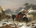 The Farmyard In Winter - John Frederick Herring Snr