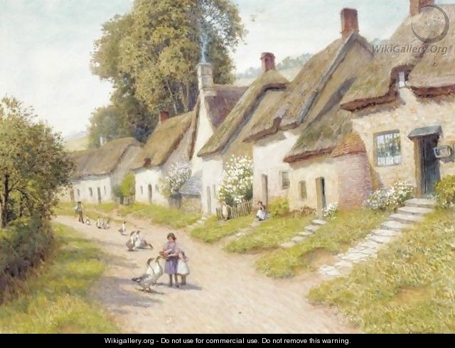 Geese On A Village Road - Arthur Claude Strachan