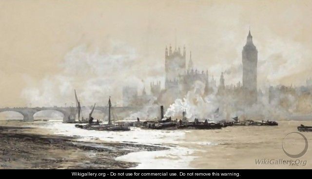 The Thames, Westminster - William Lionel Wyllie